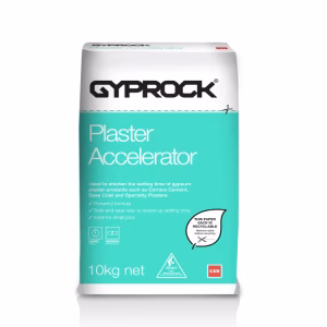 白色背景上的 Gyprock 石膏促凝剂青色包装袋