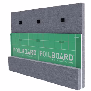 白色背景上的 Foilboard 绝缘板混凝土示例